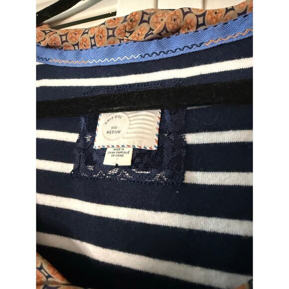 Anthropologie PostMarked Navy Striped Flowy Peplum Sleeveless Top Sz Med N - Picture 5 of 7